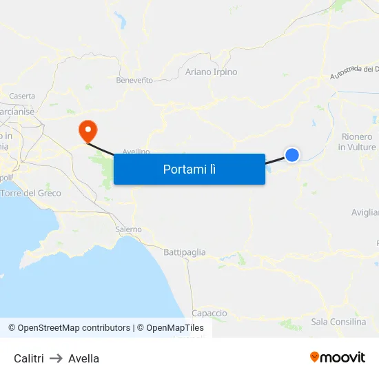 Calitri to Avella map