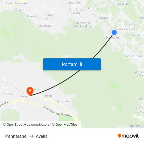 Pannarano to Avella map