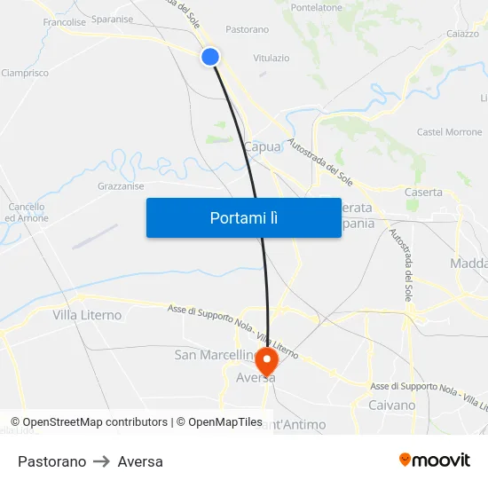 Pastorano to Aversa map