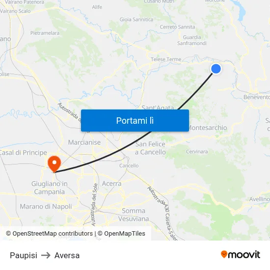 Paupisi to Aversa map