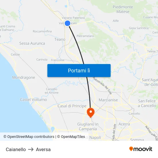 Caianello to Aversa map