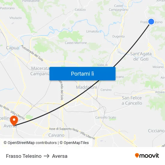 Frasso Telesino to Aversa map