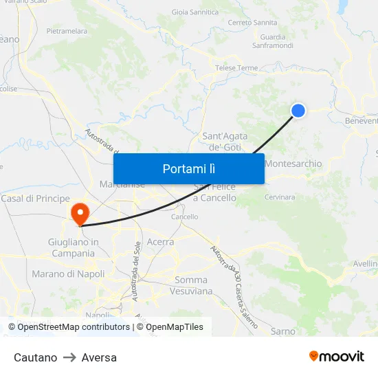 Cautano to Aversa map