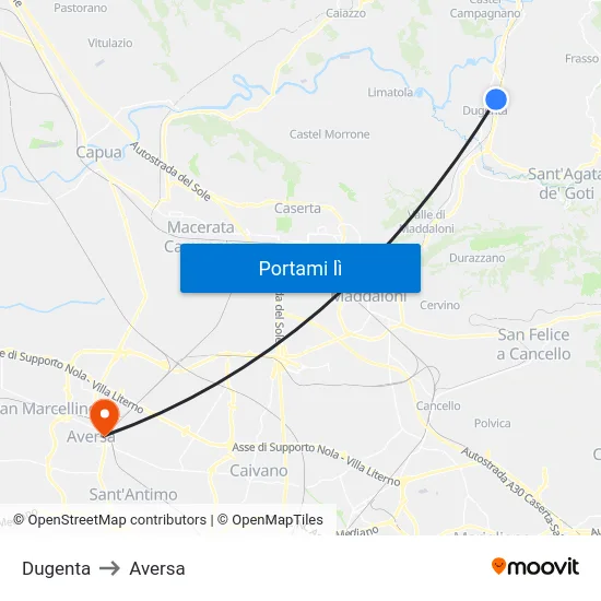 Dugenta to Aversa map