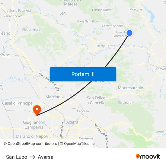 San Lupo to Aversa map