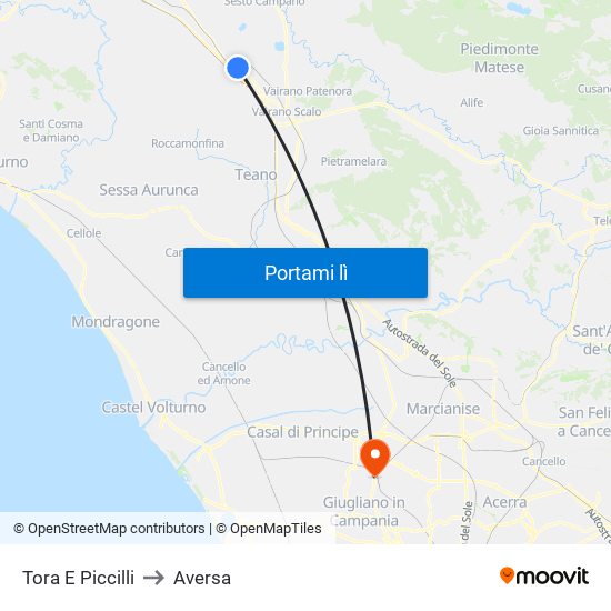 Tora E Piccilli to Aversa map