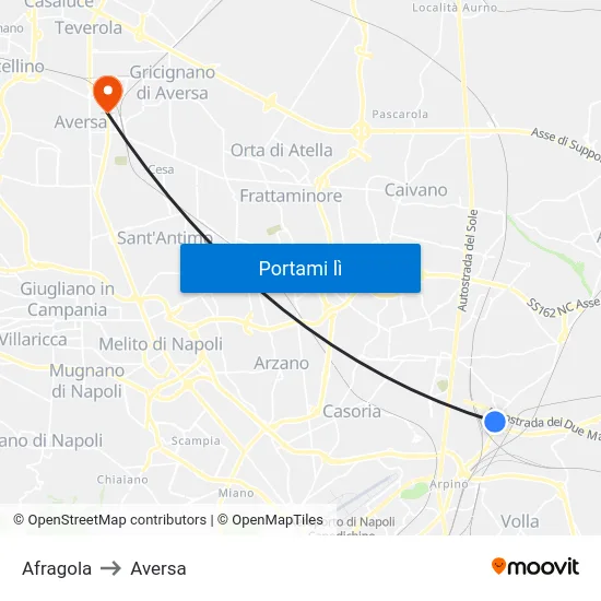 Afragola to Aversa map
