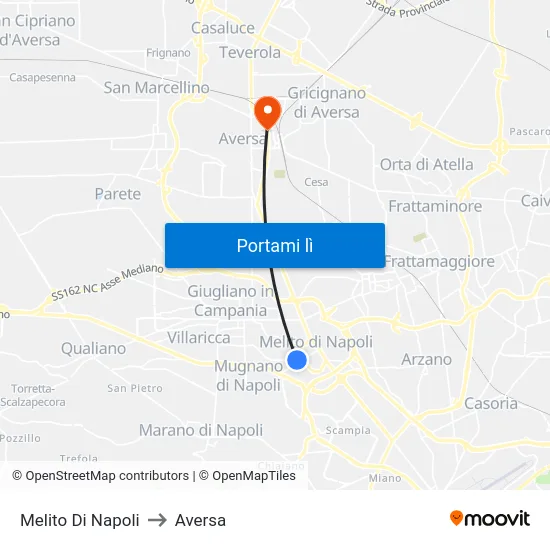 Melito Di Napoli to Aversa map