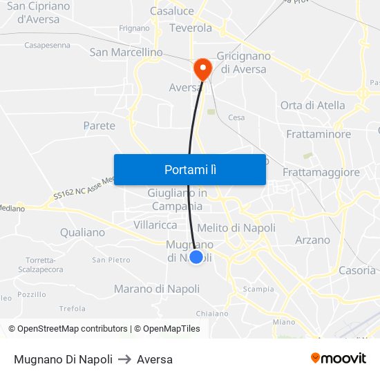 Mugnano Di Napoli to Aversa map