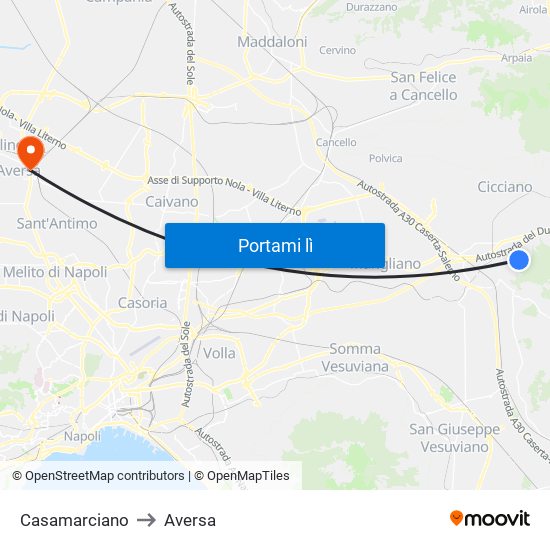 Casamarciano to Aversa map