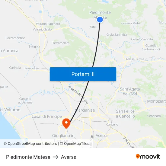 Piedimonte Matese to Aversa map