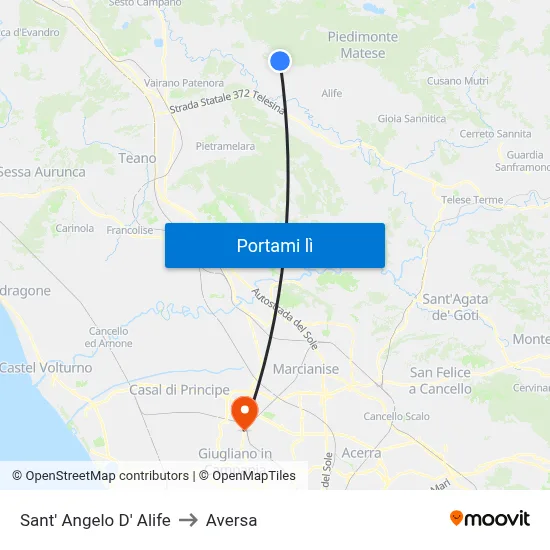 Sant' Angelo D' Alife to Aversa map
