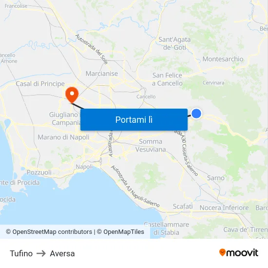Tufino to Aversa map