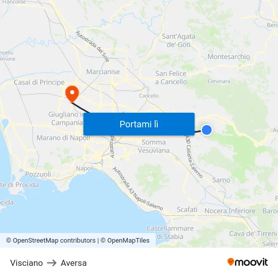 Visciano to Aversa map
