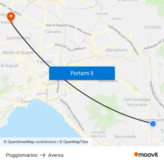 Poggiomarino to Aversa map