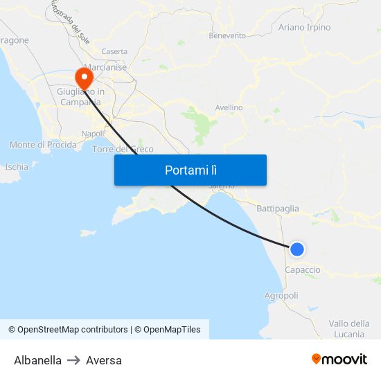 Albanella to Aversa map