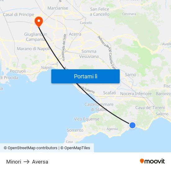 Minori to Aversa map
