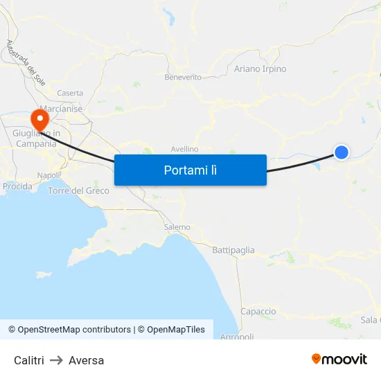Calitri to Aversa map