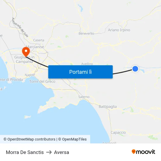 Morra De Sanctis to Aversa map