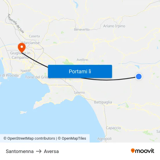 Santomenna to Aversa map
