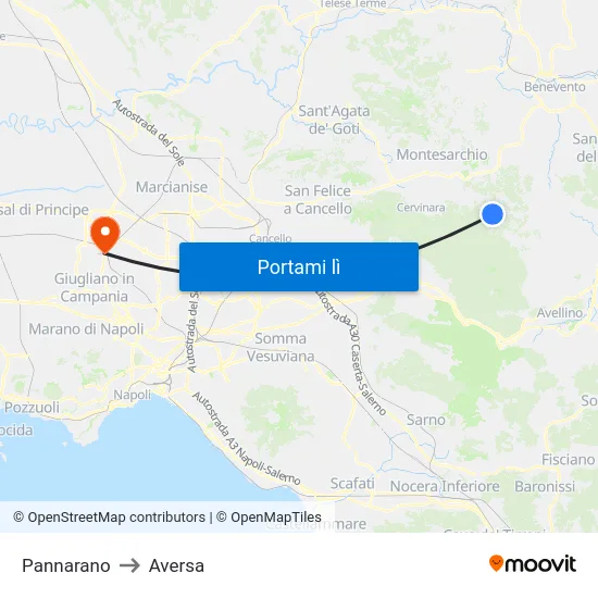 Pannarano to Aversa map