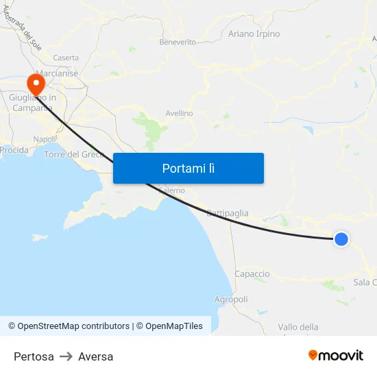 Pertosa to Aversa map