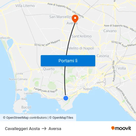 Cavalleggeri Aosta to Aversa map