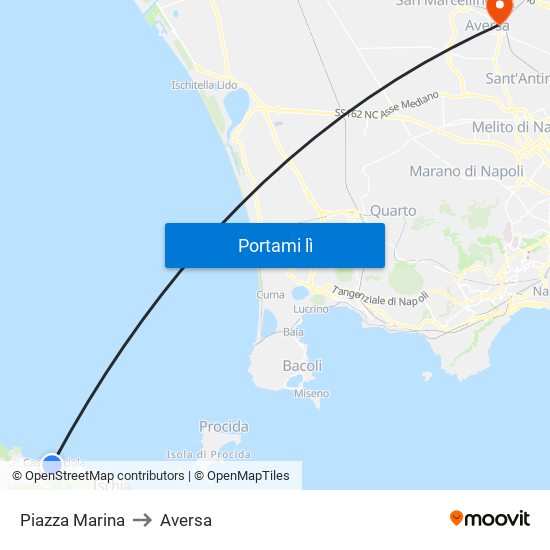 Piazza Marina to Aversa map
