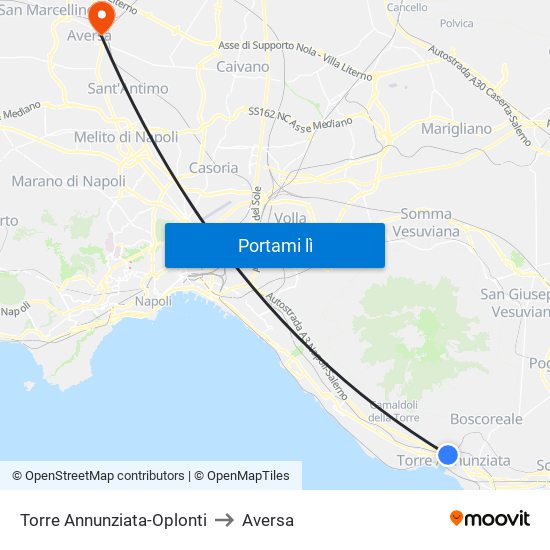 Torre Annunziata-Oplonti to Aversa map