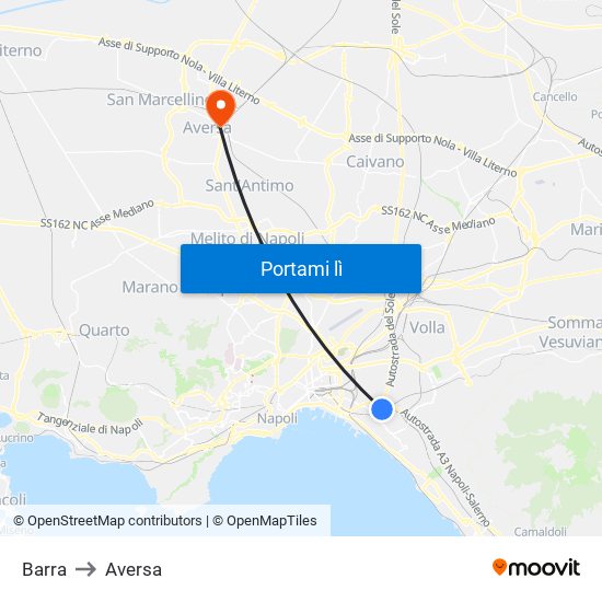 Barra to Aversa map
