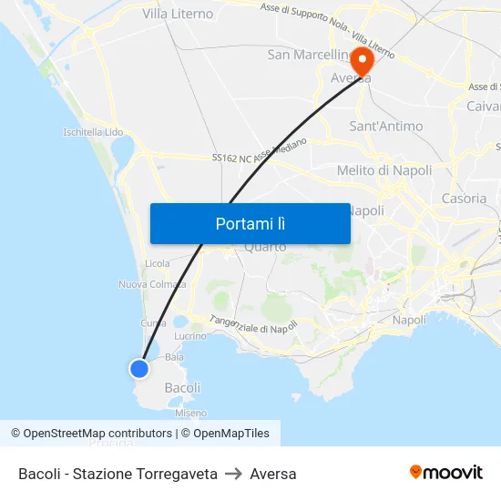 Bacoli - Stazione Torregaveta to Aversa map