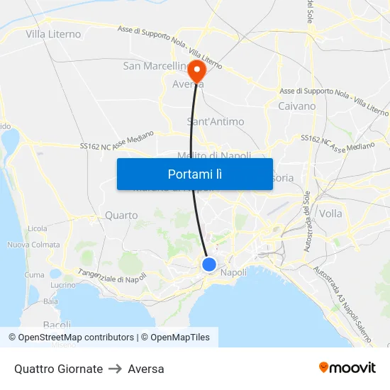 Quattro Giornate to Aversa map