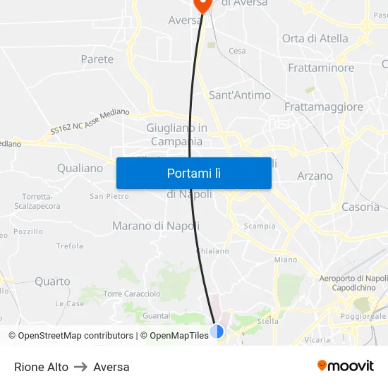 Rione Alto to Aversa map