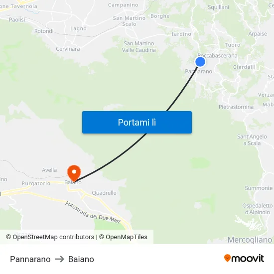 Pannarano to Baiano map