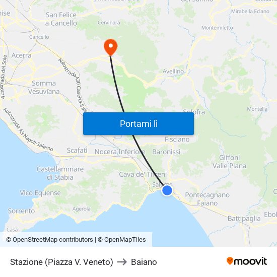Stazione (Piazza V. Veneto) to Baiano map