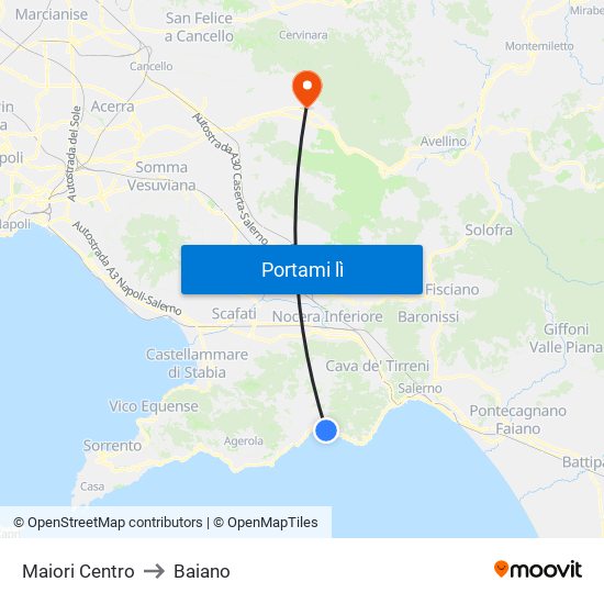 Maiori Centro to Baiano map
