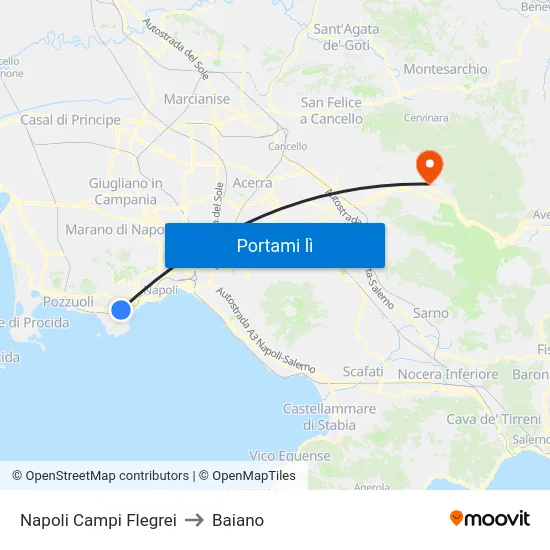 Napoli Campi Flegrei to Baiano map