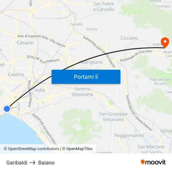 Garibaldi to Baiano map