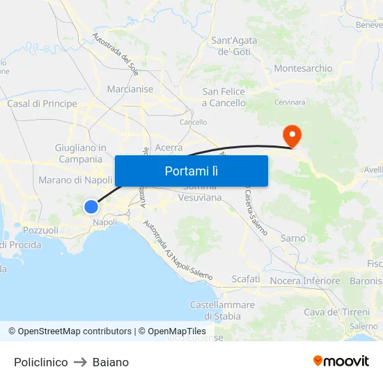 Policlinico to Baiano map