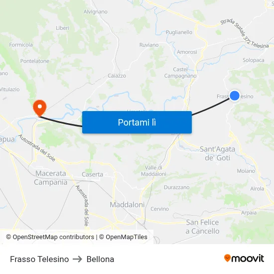 Frasso Telesino to Bellona map