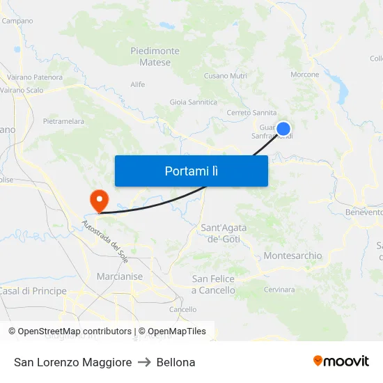 San Lorenzo Maggiore to Bellona map