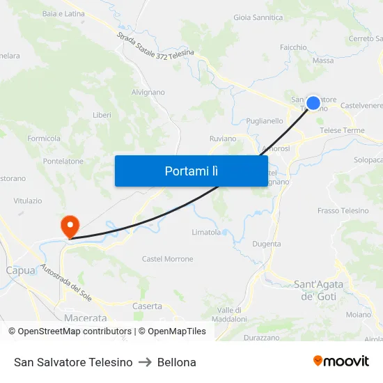 San Salvatore Telesino to Bellona map