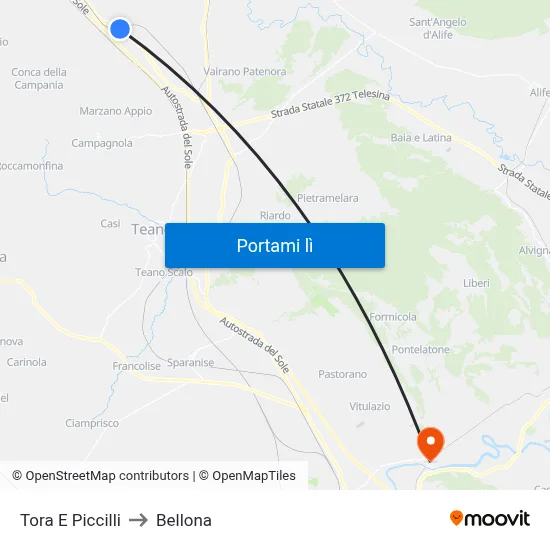 Tora E Piccilli to Bellona map