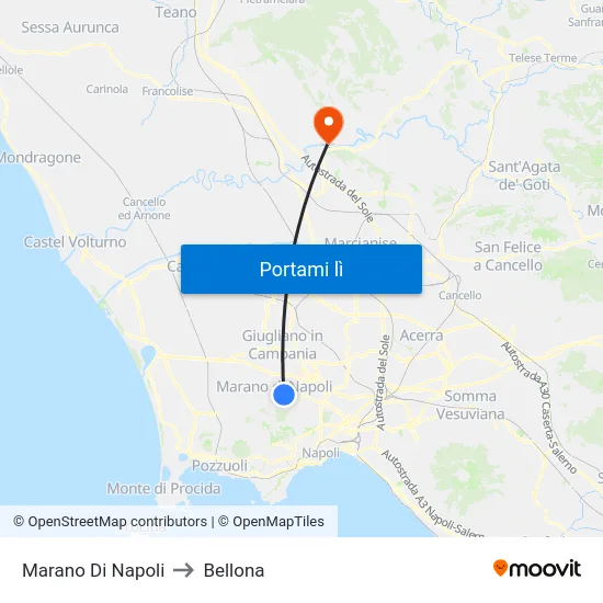 Marano Di Napoli to Bellona map