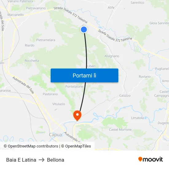 Baia E Latina to Bellona map
