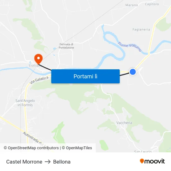 Castel Morrone to Bellona map