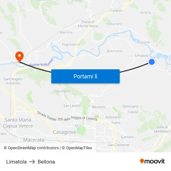 Limatola to Bellona map
