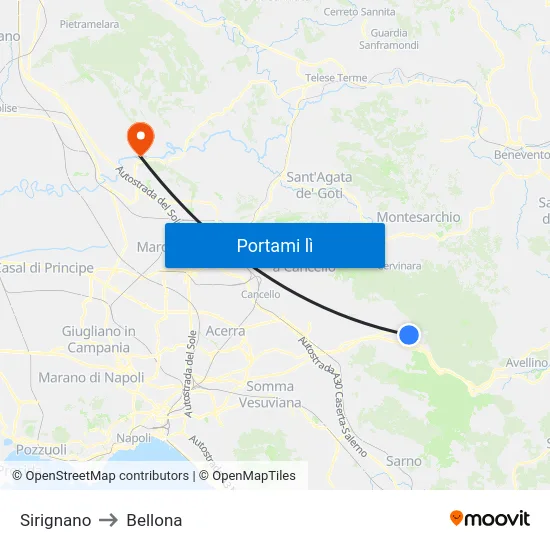 Sirignano to Bellona map