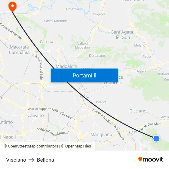 Visciano to Bellona map