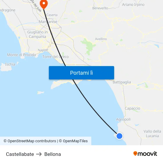 Castellabate to Bellona map